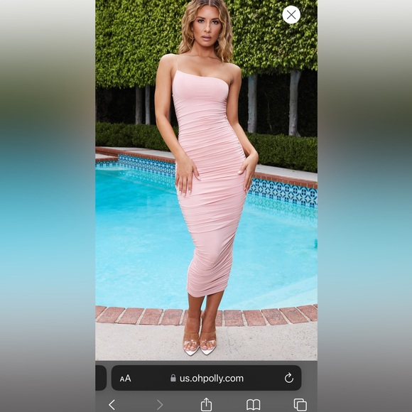 Size 4 Red Oh Polly You’re The One Asymmetric Ruched Midaxi Dress in Dark Red - Picture 5 of 6